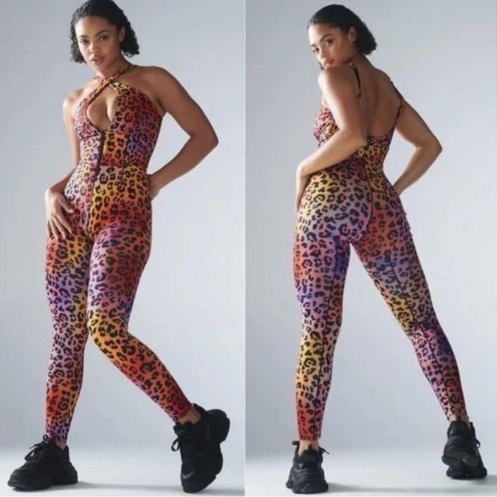 Savage X Fenty Rainbow Leopard Print Jumpsuit - Yellow, Orange, Pink, Purple